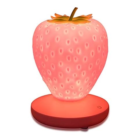 ANQIA Led Color Changing Cute Touch Strawberry Night Light Table Lamp for Bedroom, Dresser, Living Room, Kids Room, Office, Festival Decor(Pink) Cover