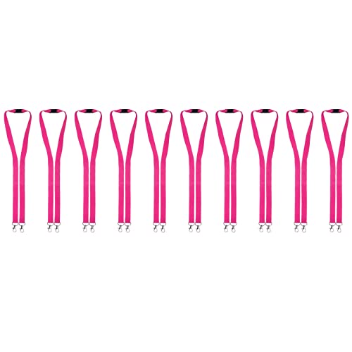 10 x Karteo® 20mm Cordón lanyard con doble mosquetón y bloqueo de seguridad a la altura del cuello para la llave o titular de la tarjeta en rosa Cover