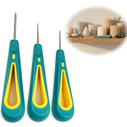 3PCS Set de Aguas Punzonadoras para Moldes de Silicona para Fabricación de Velas, Aguja para Estoppino para Moldes de Silicona con Conos de Agujero Redondo