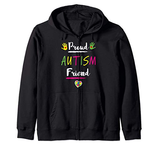 Proud Autism Friend Autism Awareness Day Funny Heart Puzzle Sudadera con Capucha
