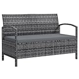 Outsunny Garden Storage Bench with 125L Capacity, 2 Seater PE Rattan Garden Bench with Storage, Cushion, Wicker Outdoor Bench Loveseat with Steel Frame for Patio, Grey