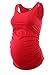 Liu & Qu Maternity Basic Tank Top Mama Clothes Neck Sleeveless Tops Women's Solid Side Ruching Vest Red S