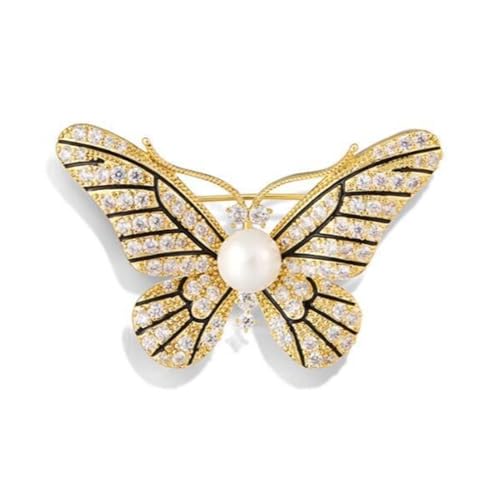 NIUSHANG Butterfly Rhinestone Brooch Pin for Women Girls Men Fashion Cartoon Animal Lapel Pins Dress Accessories Unisex Delicacy Birthday Christmas Party Mother's Day Jewellery Gift, Metal