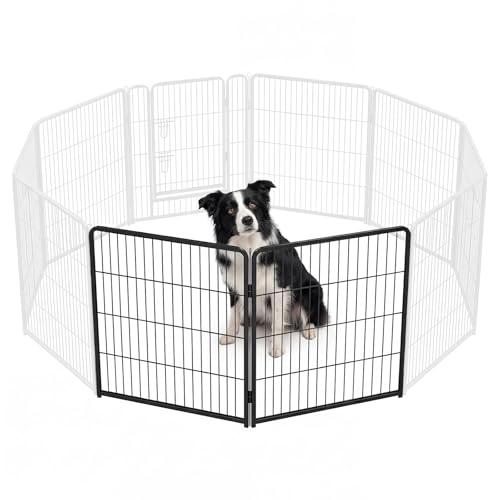 Image of NEWBULIG Dog Playpen Indoor 2 Panels 32 Inch, Metal Outdoor Dog Fence Pen | Heavy Duty Metal Exercise Pen, Foldable Portable, RV Camping, Yard Garden, Small Medium Dogs Pet Pen