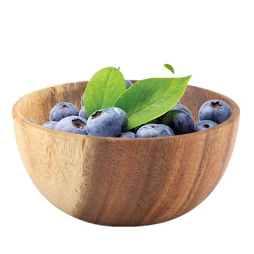 Yosoo Natural Hand-Made Solid Wood Bowl, Classic Large Round Acacia Wood Salad Soup Dining Bowl, Premium Wood Kitchen Utensils(16X7 Cm / 6.3X2.8 Inch) #TOP22