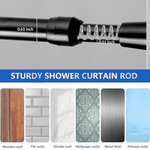 Image of Goowin Tension Curtain Rod 28 to 48 Inch, 5 /8 inch Diameter No Drilling Small Rod, Expandable Spring Loaded Curtain Rods, Rods for Closet, windows, Cupboard, 4 Pack, Black