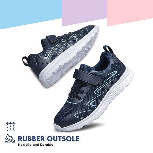 AMANSSE Boys Girls Sneakers Kids Shoes Tennis Running Shoes Athletic Non-Slip Sneakers Navy Blue Big Kid Size 4