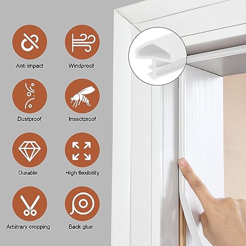 Türdichtung, 5m/10m/30m 12mm Zimmertürdichtung, TPE Gummidichtung Dichtband Zarge, Türanschlagdichtung, Zargendichtung für Türen, Fenste (Weiß, 10M)