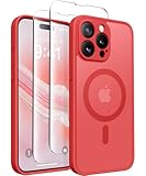 CAPRARO Magnetic for iPhone 15 Pro Max Case, [Compatible with MagSafe] [Full Camera Protection] Shockproof Protective Slim Translucent Matte Phone Case for iPhone 15 Pro Max 6.7'', Watermelon Red