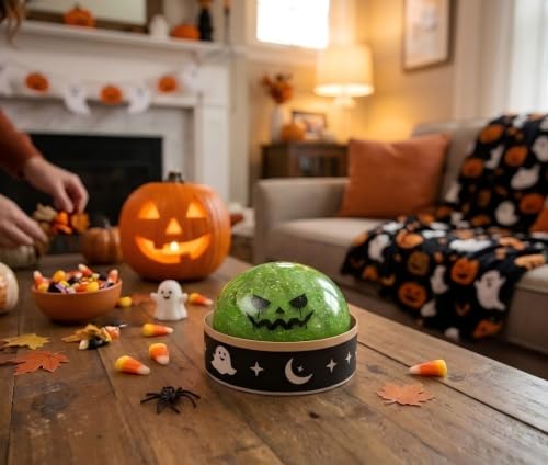 Halloween Bun Stress Relief Squishy Bao for Adults - Angry Jack-o'-Lantern with Realistic Orange Peel Skin on Spooky Steamer Base,Anxiety Relief Fidget, Desk Accent & Collectible (Yellow) - Image 5