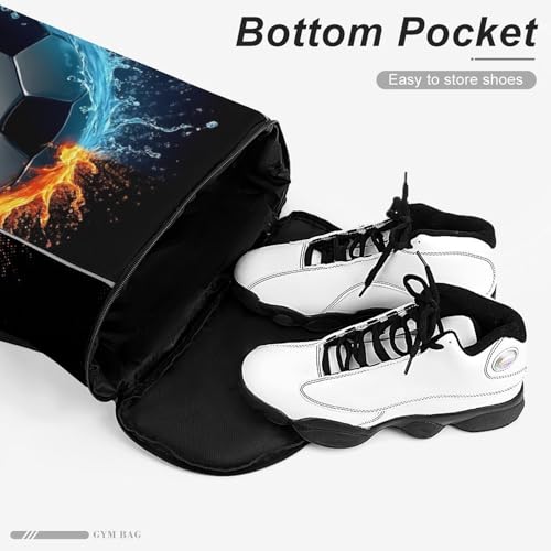 Pull String Sport Bag Easy to Storage, Waterproof Water And Fire Flame Soccer Football Drawstring Backpack for Outdoor Gym Travel Beach Hiking4