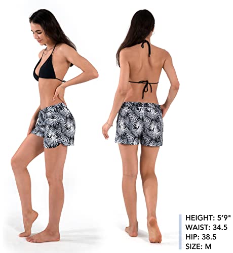 Actleis US-GWA081LBBL Womens Swim Shorts Upf50+ Board Shorts Quick Dry Beach Shorts Drawstring Sports Summer Bottom L Botanical Black thumb #2