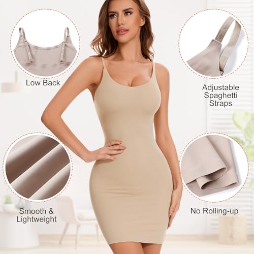 Shapewear Dress Slips for Women Tummy Control Full Slip Body Shaper Seamless Cami Dress for Under Dresses4