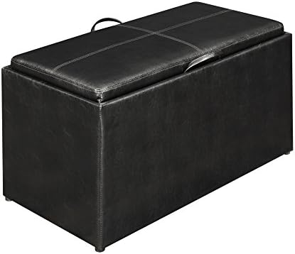 Convenience Concepts Designs4Comfort Sheridan Storage Bench w / 2 Side Ottomans, Black