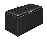 Convenience Concepts Designs4Comfort Sheridan Storage Bench w / 2 Side Ottomans, Black