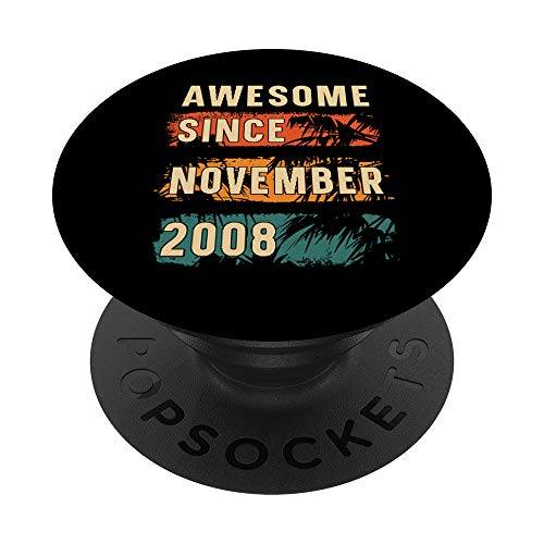 Awesome Since November 2008 Birthday Vintage Retro PopSockets PopGrip Interchangeable