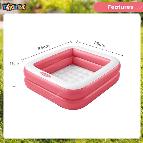 Image of Toyshine Square Inflatable Kids Pool Bath Pool Tub, Summer Water Fun Bathing Tub Toy for Kids - 85x 85x 23 Cms- Pink