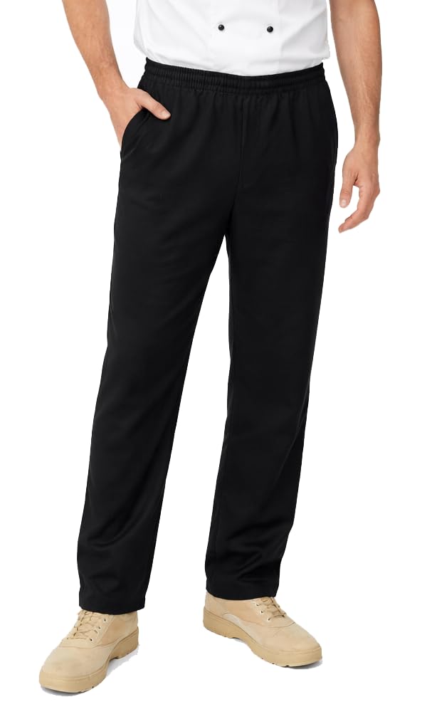 IBEX Pantalon de chef pour homme et femme - Pantalon de chef unisexe avec cordon de serrage - Pantalon de cuisine professionnel léger en polycoton (XS-5XL)