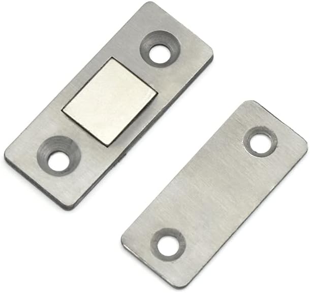 Home Office and Shop Magnetic Ultra-Thin Thickness Door Catch Latch Silver,Hidden Door Closer Screw/Sticker Cupboard Furniture 1Pcs(Load 10KG)