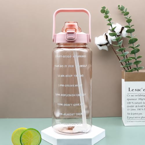 Image of Transparent Water Bottle 2000ML with Motivational Time Marker | Leak Proof&Break-Proof 2 litre water bottle | Best Usage For Office /School /Gym /Travel Water Bottle