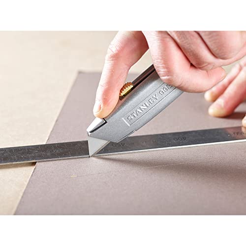 Stanley 2-10-099 Couteau À Lame Rétractable - Corps en Alliage de Zinc très Résistant et Léger - Système Interlock de Blocage de Lame - Fourni avec 3 Lames