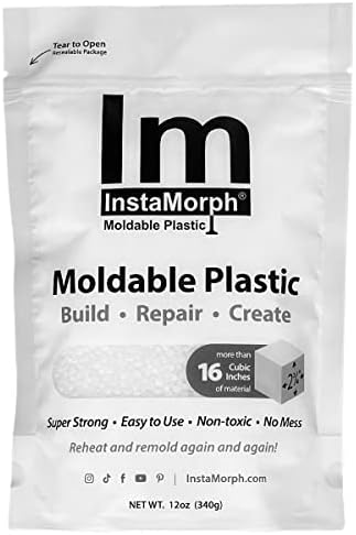 InstaMorph Reusable Moldable Plastic | Thermoplastic Beads, Meltable Polymorph Pellets | Lightweight Modeling Compound For DIY Crafts, Sculpting, Cosplay Accessories | Temporarily Repair | White, 12oz