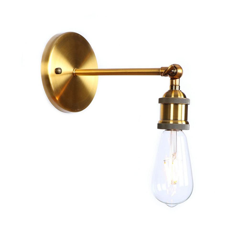 Aplique de pared vintage E27 dorado con ángulo ajustable para pasillo
