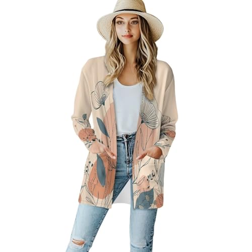 Image of Women's Open Front Cardigan Long Sleeve Loose Sweater Lightweight Soft Cardigan Jackets