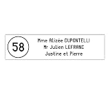 Plaque boite aux lettres NUMERO format Edelen (99x24mm) blanche lettres noires - 3 lignes