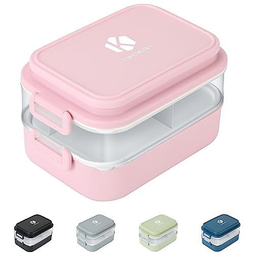 TWOKIWI Bento Box Adult Lunch Box – Lunch Containers for Adults – 7 Cup Bento Lunch Box with 6 Compartments & Spork, Microwave,Dishwasher & Freezer Safe