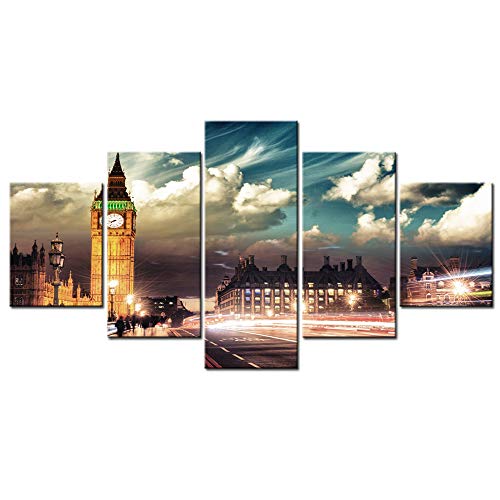 Cuadro en lienzo de la calle de Londres Big Ben multípanel para decoración interior 2