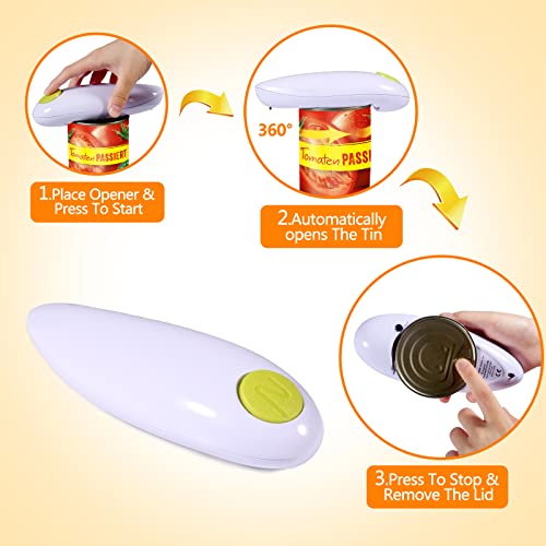 Electric Can Opener, Open Your Cans with A Simple Push of Button, Electric Can Openers For Kitchen Elderly Arthritis Patients, Handheld Can opener Electric, Automatic Can Opener Without A Sharp Edge