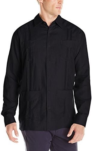 Men's 100% Linen Four-Pocket Long Sleeve Guayabera Shirt, Pintuck Detail, Relaxed Fit (Available in Big & Tall)