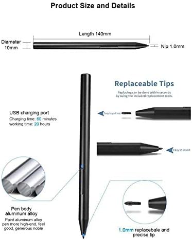 Miniatura 4 de BoxWave Lápiz óptico compatible con Acer Spin 5 (SP513-53N) (Stylus Pen ActiveStudio Active Stylus 2020, lápiz óptico electrónico con punta ultra