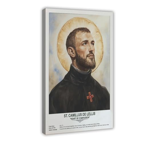 Lienzo decorativo de San Camilo de Lellis, religious_beliefs para pared, dormitorio, oficina, habitación, marco de regalo, 30,5 x 45,7 cm