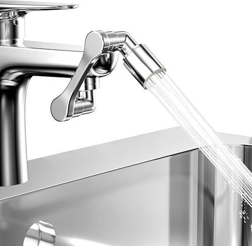 IPEA Robinet pivotant rotatif 1080 degrés pour évier ou évier de salle de bain ou cuisine - robinet universel en plastique extensible avec brise-jet - joint d'extension - direction jet d'eau