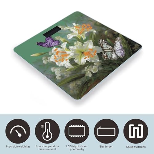 Báscula digital de baño con vidrio templado y pantalla LCD miniatura 3
