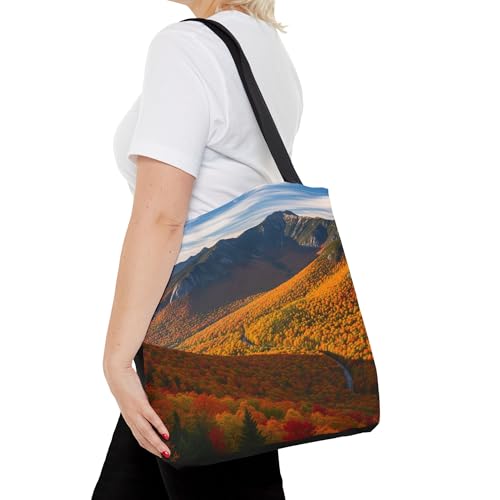 A Colorful Autumn Leaves Tote Bag with Reinforced Stitching on Candles - New Hampshire’s White Mountains4
