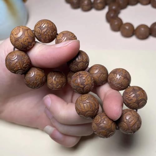 Perles de chapelet en bois avec gravure exquise pour méditation zen