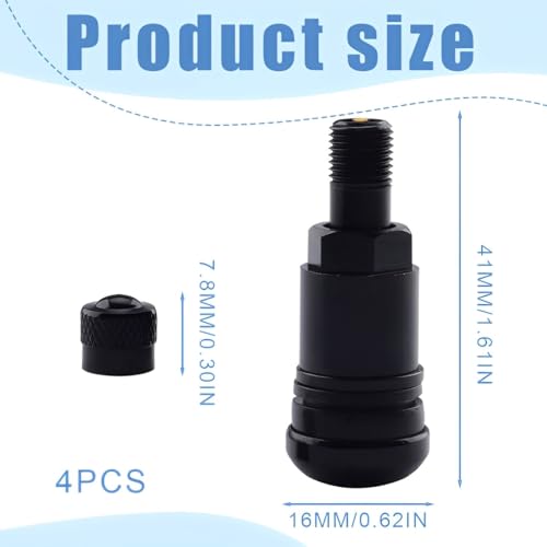 AOEVUIR 4 Pcs Schwarz Metallventile Felgenventil Metall Stahlventile Metallventile Felgenventil Auto Luftventil Auto Autoreifen Ventil Metallventil Felgen Ventile Reifenventil Metall Autoventil Metall