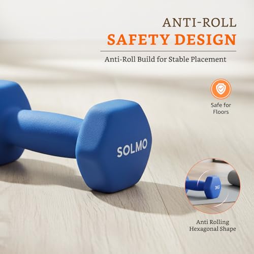 Image of Amazon Brand - Solimo Neoprene Dumbbell 3 Kg, Set of 2 (Blue)