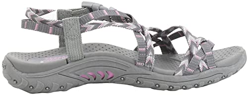Skechers womens Reggae-islander - Multi-strap Toe Thong Slingback Sandal, Grey, 10 US