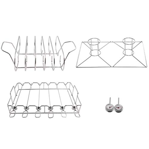 only fire Set of 4 Barbecue Grilling Accessory - Shish Kabob Set, Rib Rack, Beer can Chicken Roaster, BBQ Thermometer for Cooking,Camping,Party only fire Set of 4 Barbecue Grilling Accessory - Shish Kabob Set, Rib Rack, Beer can Chicken Roaster, BBQ Thermometer for Cooking,Camping,Party