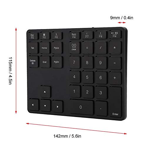 Sxhlseller Tastiera numerica Wireless 35 Tasti Tastiera Ultrasottile Ricaricabile Bluetooth 5.0 per Notebook PC Desktop Portatile(Nero)