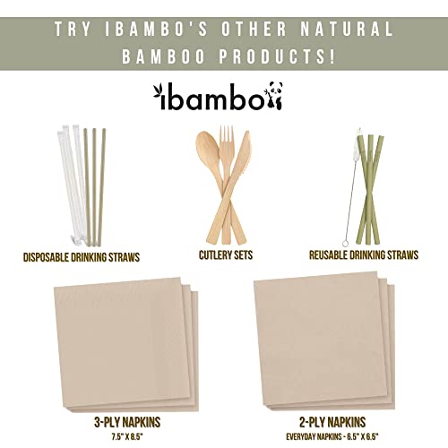 Ibambo 50 Pack Bamboo Cocktail Napkins - 2-Ply Ecofriendly Beverage Napkins - Bar Napkins For Home, Parties - 4.5X4.5 Inch Folded Drink Napkins - Disposable Napkins For Serving Drinks, Small Food #TOP5