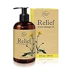 Relief Arnica Massage Oil – Great for Sports & Athletic Therapeutic Massage – All Natural - Arnica Montana for Sore Muscle Relief. Contains Sweet Almond, Jojoba, Grapeseed & Essential Oils 8oz