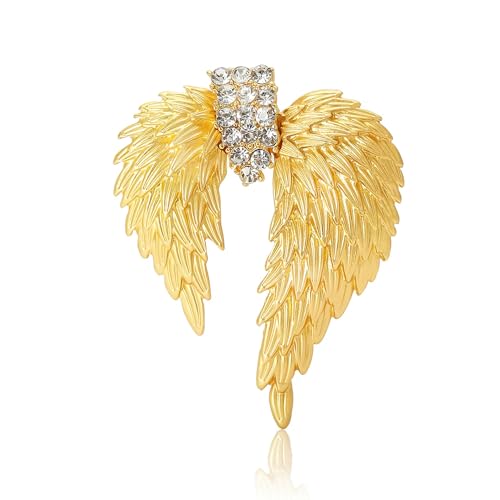 Image of Brooch Pins Gold Angel Wing Rhinestone Lapel Brooches for Women Fashion Jewelry Clothing Decoration Accessorie