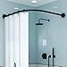 Shower curtain rod Gebogene Duschvorhangstange, Ausziehbare Spann-Duschvorhangstange, Edelstahl-Eckvorhangstange, Kein Bohren für Bad/Küche