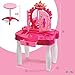 Play22 Pretend Play Girls Vanity Set with Mirror and Stool 21 PCS - Kids Makeup Vanity Table Set with Lights and Sounds - Includes Fashion Hair & Makeup Accessories
