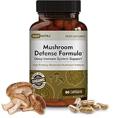 DailyNutra Mushroom Defense Formula - Immune Support Supplement | Organic Mushrooms, Hot Water Extracted - Reishi, Chaga, Maitake, Shiitake & Turkey Tail